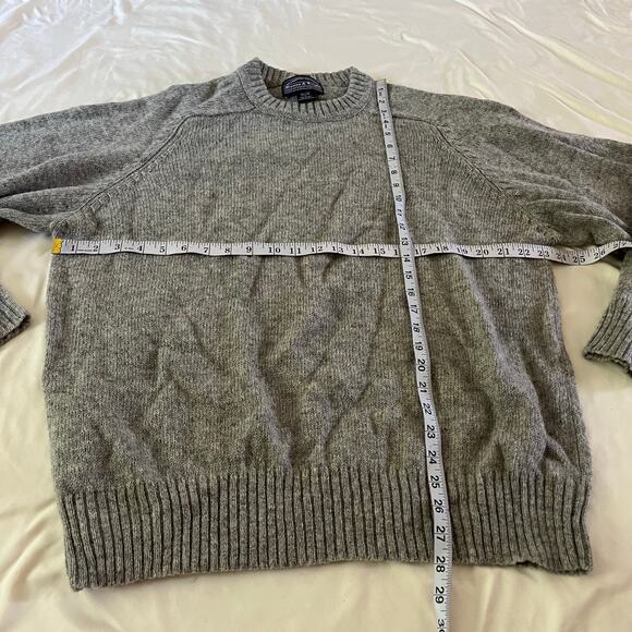 Bowen & Wright Gray 100% Wool Knit Pullover Sweater Men's Sz L Preppy Grunge - Picture 8 of 8